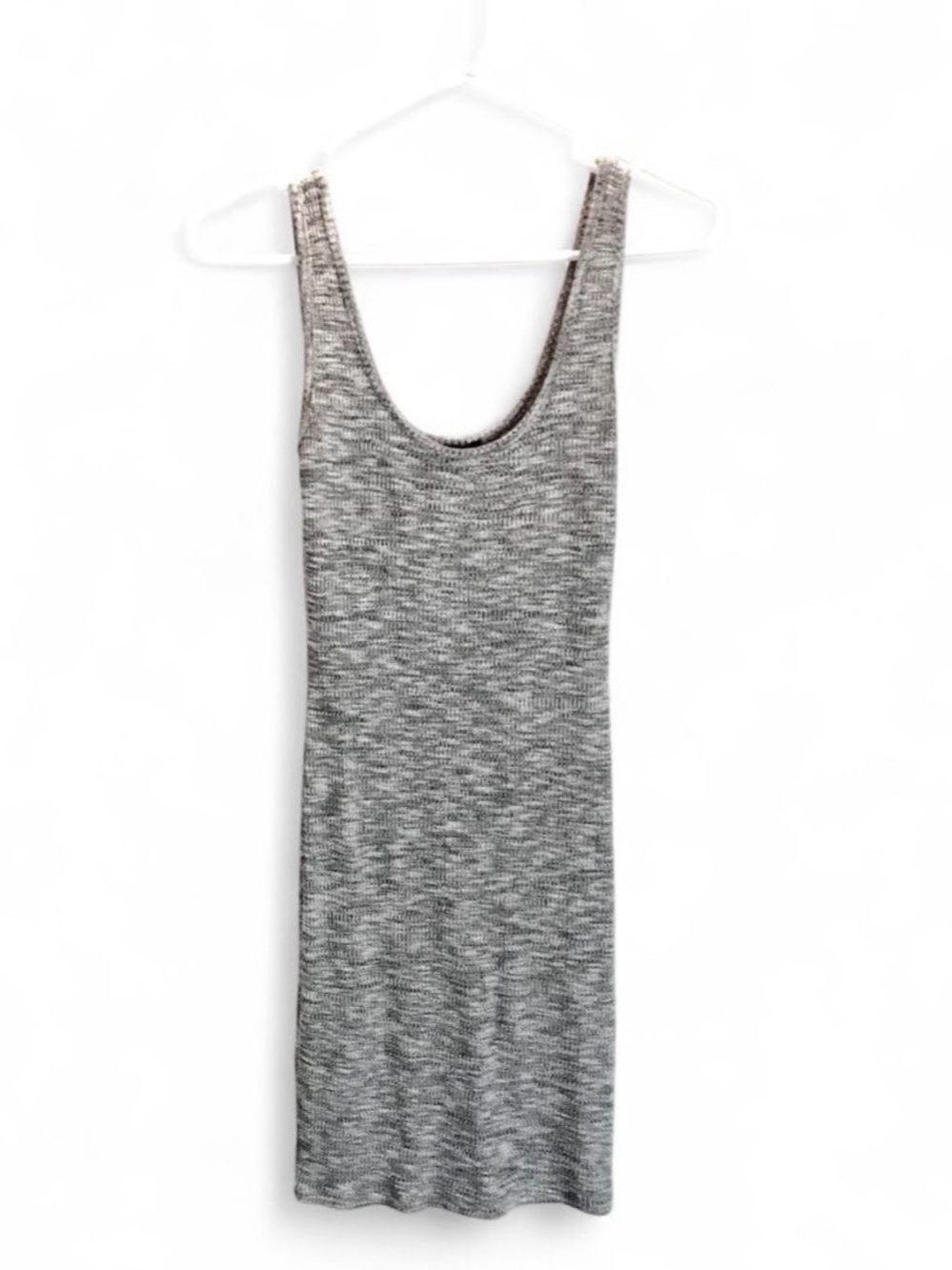 Forever 21 Black, Gray, & White Ribbed Jersey Knit Knee Length Dress Sz XS